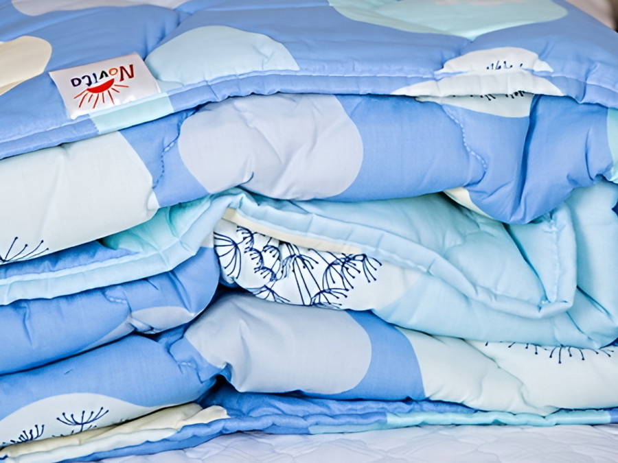 Одеяло Евро 200x210 Ecotton всесезонное хлопковое голубого цвета 40-0607 Blue