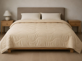 Double wool blanket 172x205 cotton beige