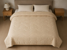Double wool blanket 172x205 cotton beige