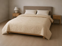 Double wool blanket 172x205 cotton beige