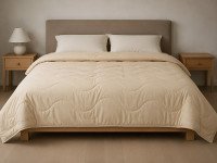 Double wool blanket 172x205 cotton beige