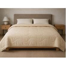 Double wool blanket 172x205 cotton beige