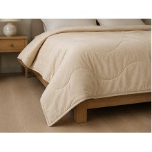 Double wool blanket 172x205 cotton beige