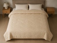 Double wool blanket 172x205 cotton beige