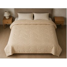 Double wool blanket 172x205 cotton beige