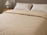 Double wool blanket 172x205 cotton beige