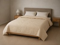 Double wool blanket 172x205 cotton beige