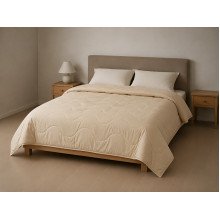 Double wool blanket 172x205 cotton beige