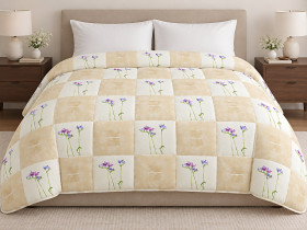 Одеяло шерстяное двуспальное 172x205 Ecotton хлопковое бежевого цвета Cream 20-1154