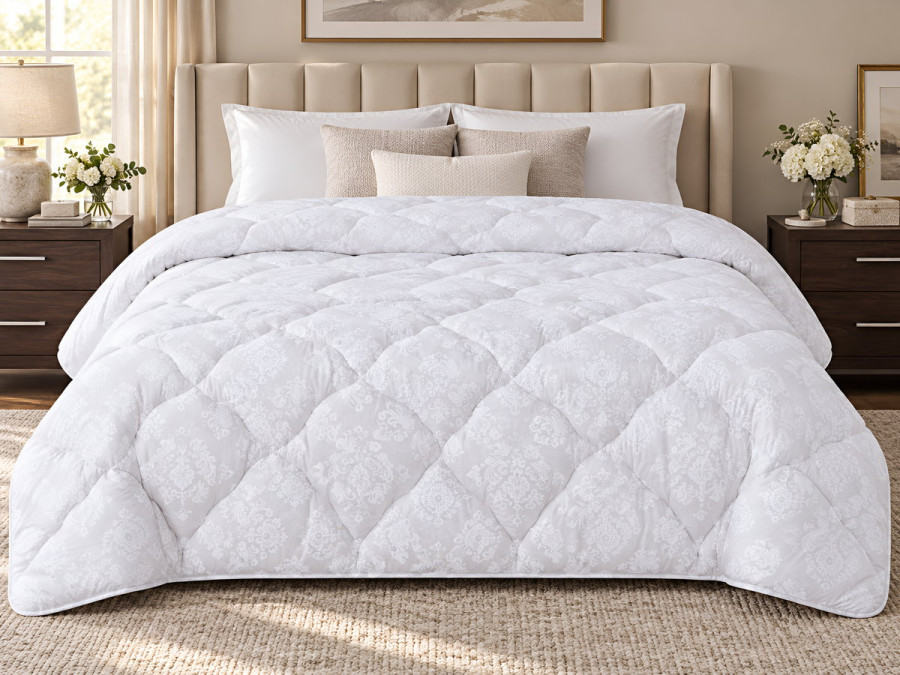 Double wool blanket 172x205 Ecotton cotton warm 20-0182 cream