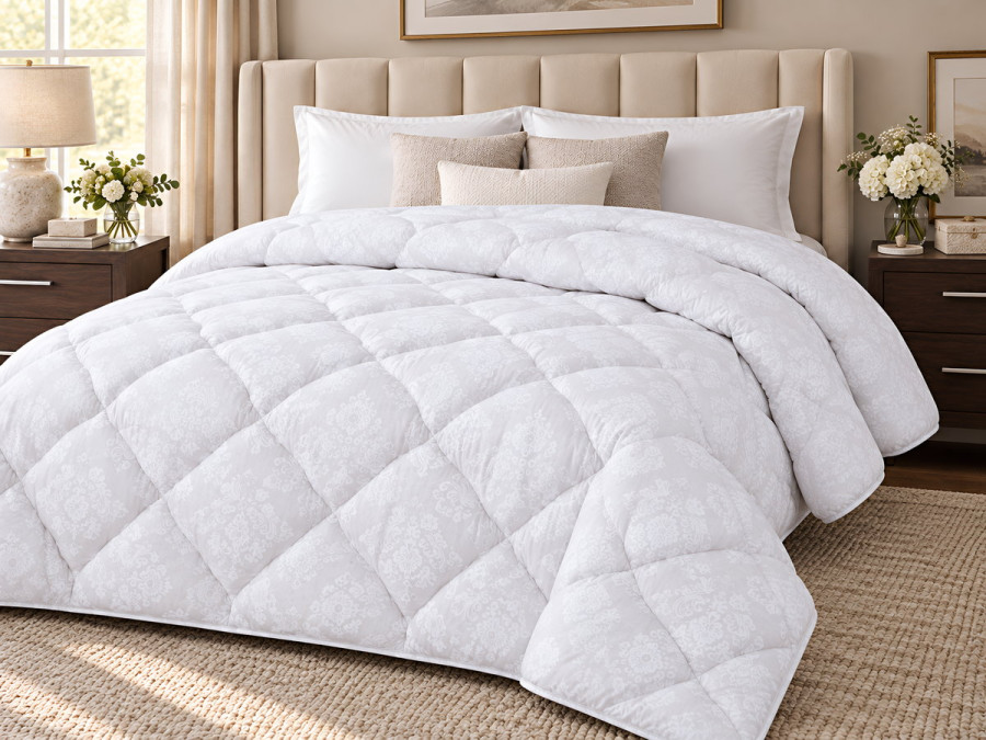 Double wool blanket 172x205 Ecotton cotton warm 20-0182 cream