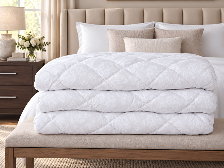 Double wool blanket 172x205 Ecotton cotton warm 20-0182 cream