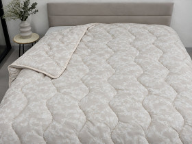 Одеяло шерстяное двуспальное 172x205 Ecotton всесезонное хлопковое бежевого цвета Papirus 40-0867