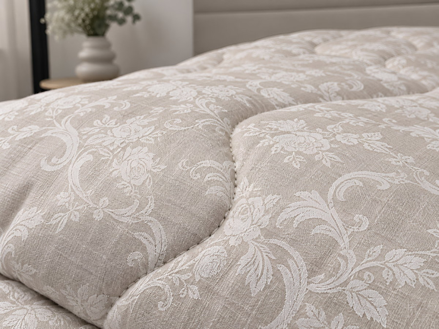 Ковдра вовняна двоспальна 172x205 Ecotton всесезонна бавовняна бежевого кольору Papirus 40-0867