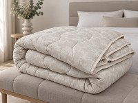 Double wool blanket 172x205 Ecotton all-season cotton beige color Papirus 40-0867