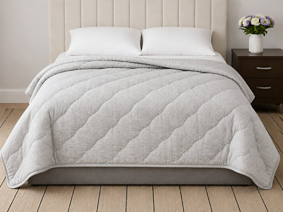 Ковдра вовняна тепла Євро 200x210 Ecotton бавовняна сірого кольору 40-0966