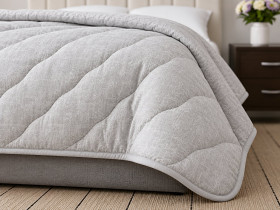 Одеяло шерстяное теплое Евро 200x210 Ecotton хлопковое серого цвета 40-0966