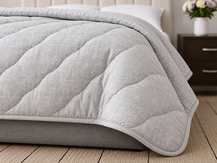 Ковдра вовняна тепла Євро 200x210 Ecotton бавовняна сірого кольору 40-0966