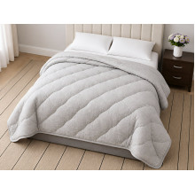 Ковдра вовняна тепла Євро 200x210 Ecotton бавовняна сірого кольору 40-0966