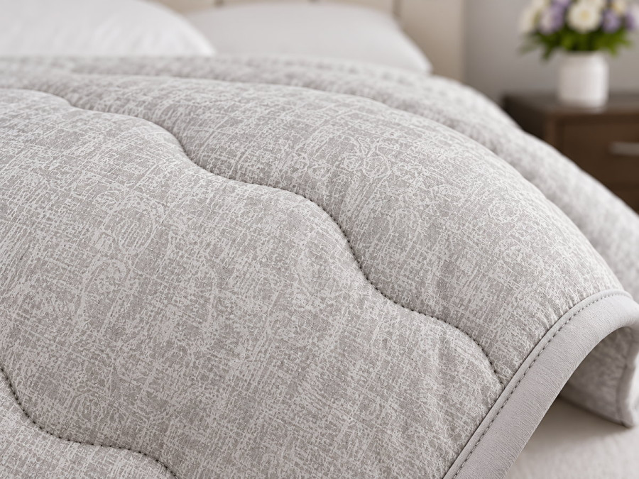 Ковдра вовняна тепла Євро 200x210 Ecotton бавовняна сірого кольору 40-0966