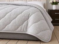 Ковдра вовняна тепла Євро 200x210 Ecotton бавовняна сірого кольору 40-0966