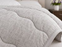 Ковдра вовняна тепла Євро 200x210 Ecotton бавовняна сірого кольору 40-0966