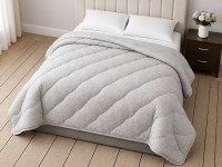 Ковдра вовняна тепла Євро 200x210 Ecotton бавовняна сірого кольору 40-0966