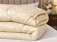Warm wool blanket for one and a half beds 140x205 Ecotton satin cover yellow