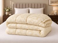 Warm wool blanket for one and a half beds 140x205 Ecotton satin cover yellow