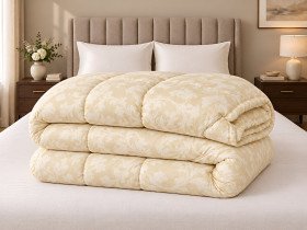 Warm wool blanket Euro 200x210 Ecotton satin cover yellow