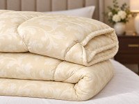 Warm wool blanket Euro 200x210 Ecotton satin cover yellow