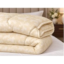 Warm wool blanket Euro 200x210 Ecotton satin cover yellow