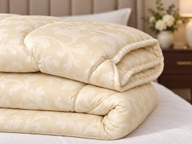 Warm wool blanket Euro 200x210 Ecotton satin cover yellow