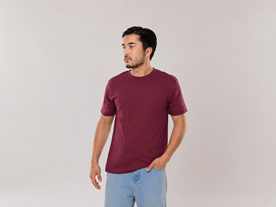 Unisex cotton T-shirt, size L, burgundy
