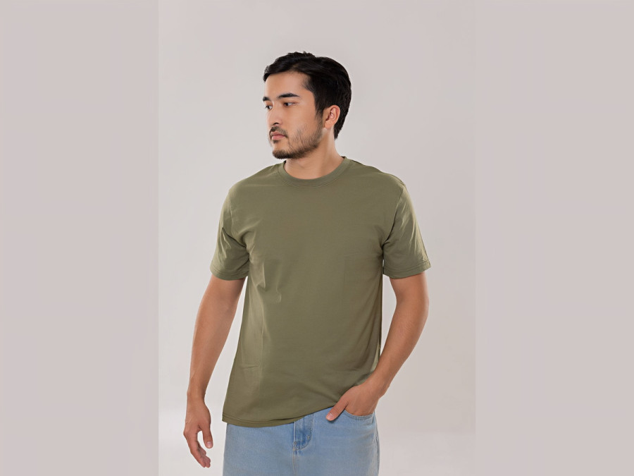 Unisex cotton T-shirt, size M, olive color