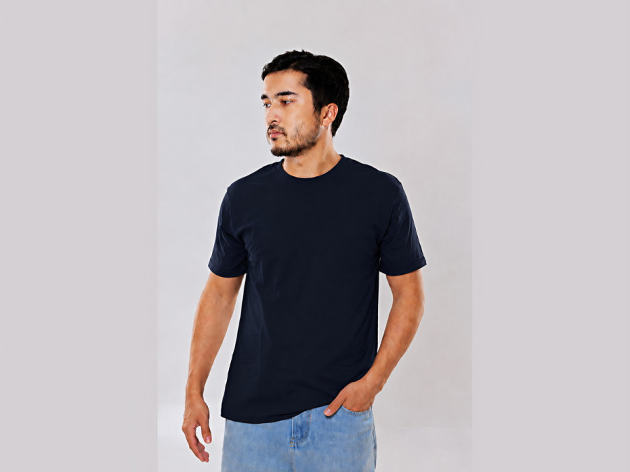 Unisex cotton T-shirt, size L, navy blue