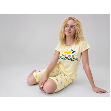 Women's cotton pajamas (T-shirt and breeches), size L, lemon (Lemon) (7052)