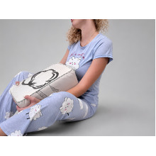 Women's cotton pajamas (T-shirt and pants), size L, light blue with Lamby print (7117)