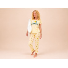 Women's cotton pajamas (T-shirt and pants), size S, lemon (Lemon) (7051)