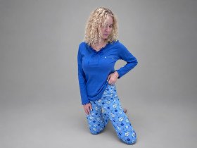 Піжама жіноча трикотажна сорочка та штани розміру XXXL блакитний