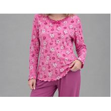 Women's pajamas, knitted shirt and pants, size XL, flower, pink