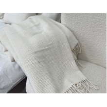 Плед Двуспальный 170x210 Vladi Рогожка Белый Песочный 96S