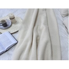 Плед Двуспальный 170x210 Vladi Рогожка Белый Песочный 96S