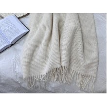 Плед Двуспальный 170x210 Vladi Рогожка Белый Песочный 96S