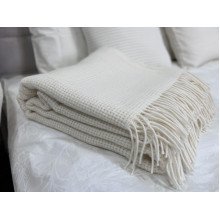 Плед Двуспальный 170x210 Vladi Рогожка Белый Песочный 96S