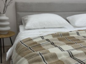 Плед Двуспальный 170x210 Vladi Шерстяной Белый Бежевый Коричневый Эльф 03 Mason