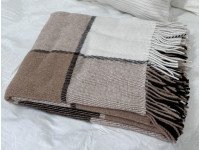 Плед Евро 200x220 Vladi Шерстяной Белый Бежевый Коричневый Эльф 01 Liam