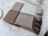 Плед Евро 200x220 Vladi Шерстяной Белый Бежевый Коричневый Эльф 01 Liam