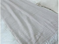Плед Полуторный 140x200 Vladi Шерстяной Белый Желтый Зиг-заг 12 Zig-zag