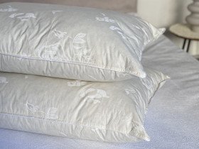 Подушка 50x70 100% Пух Тік Бежевий Роза